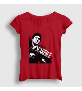 Presmono Kadın Kırmızı Rage Film Scarface T-Shirt 251022tt
