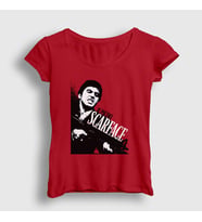 Presmono Kadın Kırmızı Rage Film Scarface T-Shirt 251022tt