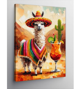 Kanvas Tablo Sombrero Takmış Llama