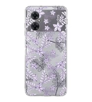 PrintiFy Xiaomi Redmi Note 11R Uyumlu Kamera Korumalı Floral Lila Tasarımlı Şeffaf Kılıf