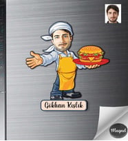 Kişiye Özel Garson Erkek Ahşap Magnet -1