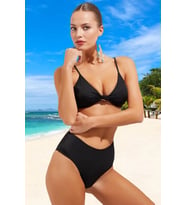 Modern Desenli Bikini Takımı Hızlı Kuruyan UV Korumalı Ergonomik Kesim Özel Tasarım