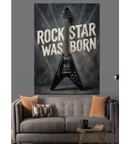 Rock Star Was Born Dekoratif Kanvas - Mdf Ahşap Tablo