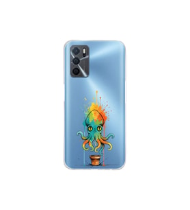 Oppo A16 ile uyumlu Splash ahtapot tasarımlı şeffaf silikon kılıf