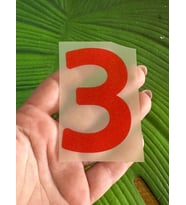8X5 CM ÜTÜ İLE YAPIŞAN KIRMIZI 3 RAKAMI TRANSFER BASKI ARMA