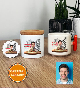 Kişiye Özel Karikatürlü Mimar Hediye Seti T Kupa, Kalemlik, Anahtarlık Erkek Mimara Mimarlar Günü Hediyesi (Turuncu)