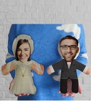 BK Gift Kişiye Özel Fotoğraflı Gelin ve Damat 2’li Bebek Yastık-1