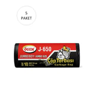 J-650 Jumbo Boy Çöp Torbası 80 x 110 cm 10 Lu Rulo x 5 Paket = 50 Adet (Siyah)