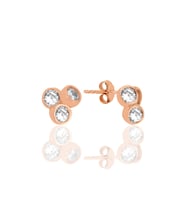 Gümüş rose zirkon taşlı ışıltılı üçlü bereket küpe SGTL12622BEYAZ
