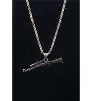 Ottoman Dürbünlü Tüfek Motif Erkek Çelik Zincir Kolye Ckl0321tfek-gms