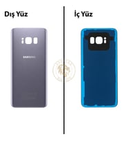 Samsung Galaxy S8 Gri Renk Arka Kapak Arka Cam Batarya Kapağı Pil Kapağı Lazer Kesim Back Cover Galaxy S8 Uyumlu
