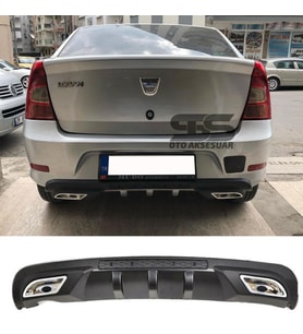 Dacia Logan Sedan Difüzör Arka Tampon Eki 2 Egzoz Çıkışlı Siyah