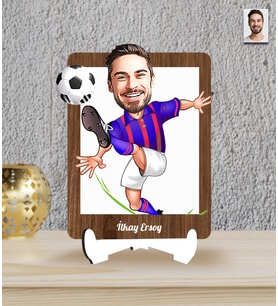 Kişiye Özel Futbolcu Temalı Karikatür Ahşap Biblo