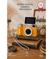 Mini Dijital Retro Kamera CMR50 Sarı 48MP Selfie Video Vlog Kamerası