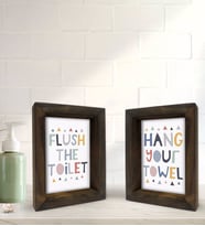 Bk Gift Banyo Dekoratif 2'li Doğal Masif Ahşap Çerçeve 15x20cm-14 (Beyaz)