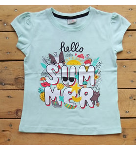 Ceo Junior Summer Baskılı Kısa Kollu Kız Çocuk T-Shirt 3-10 Yaş Turkuaz
