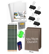 Karakalem Eskiz Çizim Seti Durolit Seti 50x70 cm 1 Paket Resim Kağıdı Dereceli Kalem Seti Hamur Silgi Sınav Silgisi (Naturel)