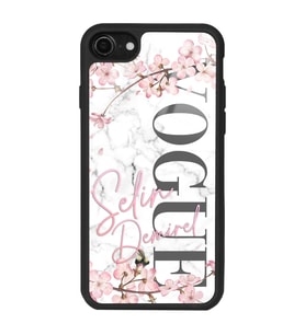 iPhone 8 Uyumlu Mermerli Sakura Vogue Tasarımlı Glossy Telefon Kılıfı