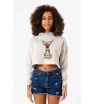 Adorable Reindeer Christmas Beyaz Kırçıllı Kadın Crop Kapşonlu