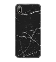 Huawei Y5 2019 Kılıf Resimli Desenli Baskılı Silikon Kılıf Siyah Mermer 1299