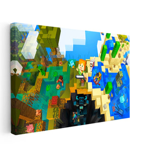 Kanvas Tablo Çoklu Biyom Maceraları Minecraft Tablosu Ev Ofis Salon Duvar Dekoru