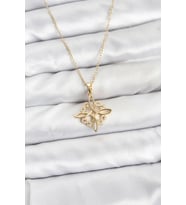 316L Çelik Zincir Gold Renk Sonsuzluk Model Zirkon Taşlı Kadın Kolye 5886 - SSSSSS3823-7582