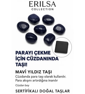 Sertifikalı Cüzdan Boy Mavi Yıldız Taşı Kütle - İçsel Sakinlik ve Odaklanma Sağlar (Çok Renkli)
