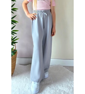 Breeze Kız Çocuk Pantolon Bağcık Aksesuıarlı Beli Lastikli 6-10 Yaş, Gri