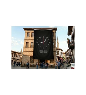 10 Kasım Unutmayacağız Sonsuz Saat Temalı Anma Bayrağı Poster Bayrak Premium Raşel Kumaş ATA76