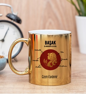 Kişiye Özel Başak Burcuna Hediye Gold Kupa Bardak