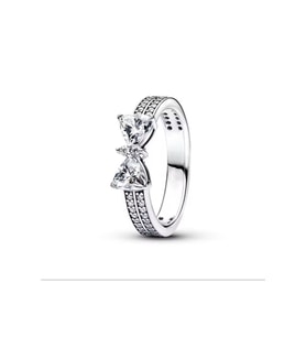 Poseidons Jewellery Işıltılı Fiyonk Çift Sıralı Yüzük