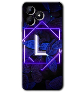 Realme C53 Kılıf HD Desen Baskılı Kılıf - Dark Neon Yaprak L Harfi