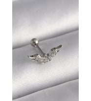 316L Çelik Gümüş Renk Zirkon Taş Detay Kanat Model Tragus Piercing TJ-PR1291