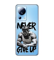 Xiaomi Mi 13 Lite Uyumlu Arnold Fitness Never Give Up Desenli Şeffaf Telefon Kılıfı