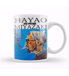 Hayao Miyazaki Thinking Face Kupa Bardak Porselen