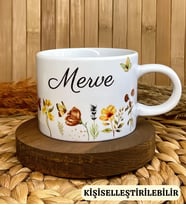 Kişiye Özel İsimli Nescafe Fincanı Günbatımı Çiçekleri