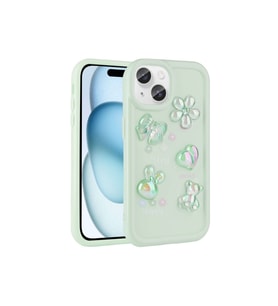 Apple iPhone 14 Plus Uyumlu Kılıf Kabartma Figürlü Parlak Zore Toys Silikon Kapak (Açık Yeşil)