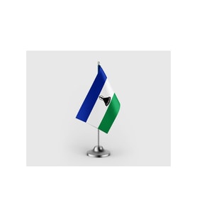 Lesotho Krallığı Tekli Saten Masa Bayrağı Seti