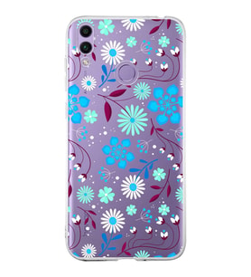 Huawei Honor 8c  Uyumlu Kapak Flowers Tasarımlı Şeffaf Silikon Kılıf