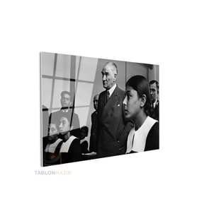Yatay Cam Tablo Salon Duvar Tablosu Yatay Cam Ataturk Sinifta Yeni Ev Hediyesi Ofis Tablosu