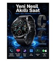 Mey İthalat® Suya Dayanıklı Dokunmatik Akıllı Saat Bluetooth 5.0, Sesli Asistan ve Sağlık Takibi