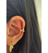 Çapraz Görünüm Sıkıştırmalı Earcuff Kıkırdak Kadın Çelik Küpe Gold Kararmaz Renk Atmaz