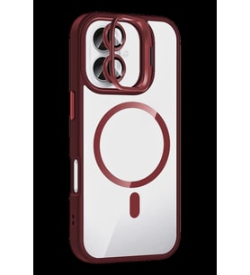 Pilelistore   Apple iPhone 16 Plus Remim Lensli Magsafe Standlı Kapak - Bordo