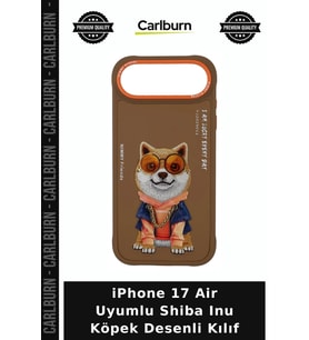 iPhone 17 Air Uyumlu Shiba Inu Köpek Desenli Kılıf Gözlüklü Yenilikçi Zincirli Model