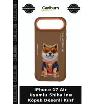 iPhone 17 Air Uyumlu Shiba Inu Köpek Desenli Kılıf Gözlüklü Yenilikçi Zincirli Model
