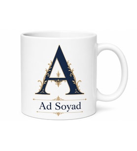 Harf ve İsim Baskılı Kupa Bardak Hediye Kişiye Özel Tasarım Porselen Mug