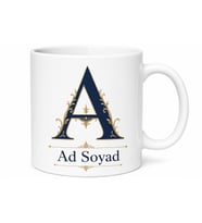 Harf ve İsim Baskılı Kupa Bardak Hediye Kişiye Özel Tasarım Porselen Mug
