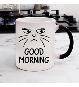 Good Morning Kedi Tasarımlı Sihirli Kupa