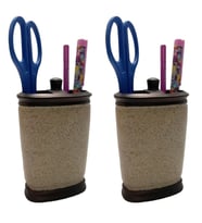 2 ADET KALEMLİK BRONZ KUMLU POLİRESİN OFİS GERECİ  10X12X5CM