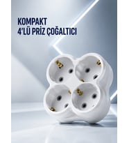 Lexroo Duvar Tipi Priz Çoğaltıcı 4 Çıkışlı Kablosuz Kompakt Priz Adaptörü